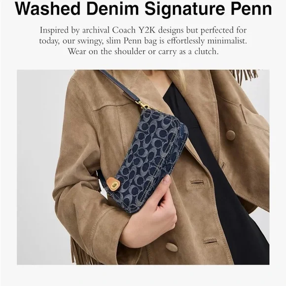 Coach Denim Penn Shoulder Bag - Picture 2 of 12